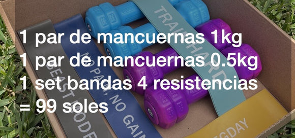 Pack Box Mancuernas + Bandas Látex Premium